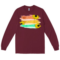 Burgundy Colored Triple Sunflower Brush Strokes Long Sleeve Tee - Bettercallsaul