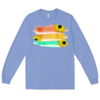 Colony Blue Colored Triple Sunflower Brush Strokes Long Sleeve Tee - Bettercallsaul