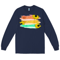 Navy Colored Triple Sunflower Brush Strokes Long Sleeve Tee - Bettercallsaul