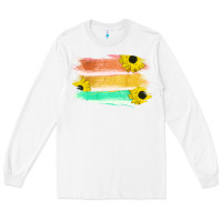 White Colored Triple Sunflower Brush Strokes Long Sleeve Tee - Bettercallsaul