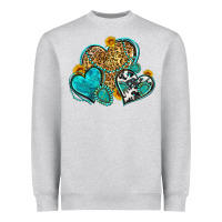 Heather Grey western turquoise hearts Heavyweight Sweatshirt - Zillion Design Studio
