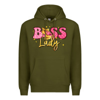 Army Green boss lady Premium Hoodie - LillyAllenDesigns
