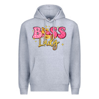 Heather Grey boss lady Premium Hoodie - LillyAllenDesigns