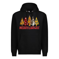 Black merry and bright leopard christmas trees Premium Hoodie - AdoDesignShop