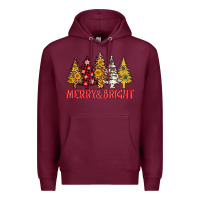 Burgundy merry and bright leopard christmas trees Premium Hoodie - AdoDesignShop