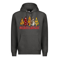 Charcoal Heather merry and bright leopard christmas trees Premium Hoodie - AdoDesignShop