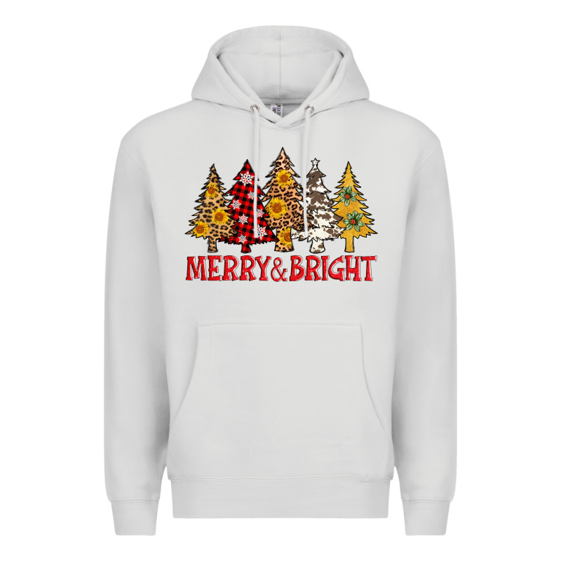 Merry And Bright Leopard Christmas Trees Premium Hoodie by AdoDesignShop | Teevron