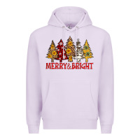 Lilac merry and bright leopard christmas trees Premium Hoodie - AdoDesignShop