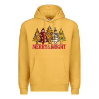 Mustard merry and bright leopard christmas trees Premium Hoodie - AdoDesignShop