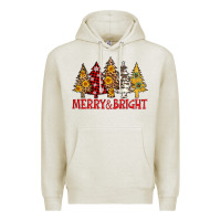 Oatmeal Heather merry and bright leopard christmas trees Premium Hoodie - AdoDesignShop