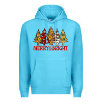 Ocean Blue merry and bright leopard christmas trees Premium Hoodie - AdoDesignShop