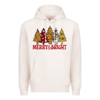 Pale Pink merry and bright leopard christmas trees Premium Hoodie - AdoDesignShop