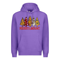 Purple merry and bright leopard christmas trees Premium Hoodie - AdoDesignShop