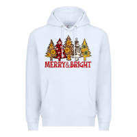 White merry and bright leopard christmas trees Premium Hoodie - AdoDesignShop