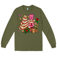 Army Green christmas tree cake and nutcracker with gifts ado Long Sleeve Tee - AdoDesignShop