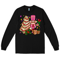 Black christmas tree cake and nutcracker with gifts ado Long Sleeve Tee - AdoDesignShop