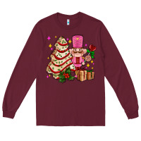 Burgundy christmas tree cake and nutcracker with gifts ado Long Sleeve Tee - AdoDesignShop
