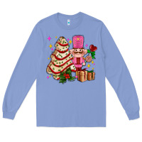 Colony Blue christmas tree cake and nutcracker with gifts ado Long Sleeve Tee - AdoDesignShop