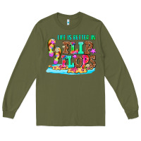 Army Green life is better in flip flops Long Sleeve Tee - AdoDesignShop