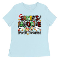 Baby Blue santas favorite speech therapist Ladies Tee - AdoDesignShop
