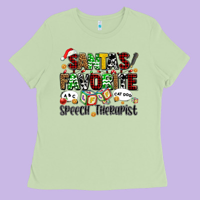 Santas Favorite Speech Therapist Ladies Tee Designed By Adodesignshop