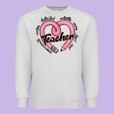 Valentine's Day Pencil Heart Teacher Quotes Premium Sweatshirt Designed By Maliassmallbusiness