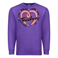 Purple valentine's day pencil heart teacher quotes Premium Sweatshirt - MaliasSmallBusiness