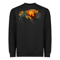 Black sunflower bison Heavyweight Sweatshirt - RanaPortraitStore