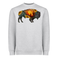 Heather Grey sunflower bison Heavyweight Sweatshirt - RanaPortraitStore