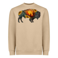 Mushroom sunflower bison Heavyweight Sweatshirt - RanaPortraitStore