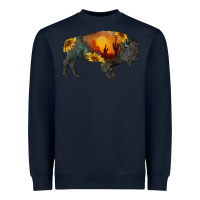 Navy sunflower bison Heavyweight Sweatshirt - RanaPortraitStore