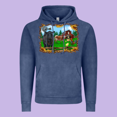 Western Barnyard Black Angus Cattle Longhorn Rooster And Chicks Vintage Hoodie Designed By Ranaportraitstore