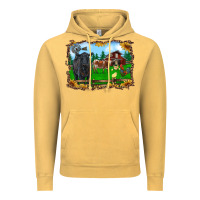 Vintage Mustard western barnyard black angus cattle longhorn rooster and chicks Vintage Hoodie - RanaPortraitStore