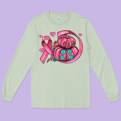 Cancer Ribbon Pumpkins Long Sleeve Tee Designed By Jahusdesignshop