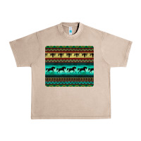 French Oak turquoise horse and bullskull aztec  pattern Urban Heavy Tee - BarkalooDesign