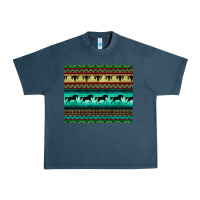 Midnight Navy turquoise horse and bullskull aztec  pattern Urban Heavy Tee - BarkalooDesign