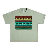 Oil Green turquoise horse and bullskull aztec  pattern Urban Heavy Tee - BarkalooDesign