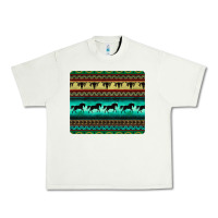 Pistachio turquoise horse and bullskull aztec  pattern Urban Heavy Tee - BarkalooDesign