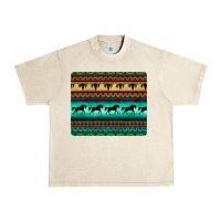 Sandshell turquoise horse and bullskull aztec  pattern Urban Heavy Tee - BarkalooDesign