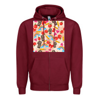 Burgundy back to school seamless pattern 1 (3600x3600) Zipper Hoodie - AdoDesignShop