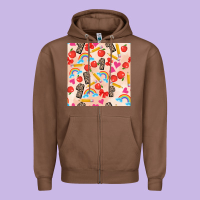 Back To School Seamless Pattern 1 (3600x3600) Zipper Hoodie Designed By Adodesignshop