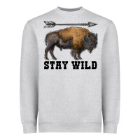 Heather Grey stay wild bison Heavyweight Sweatshirt - RanaPortraitStore