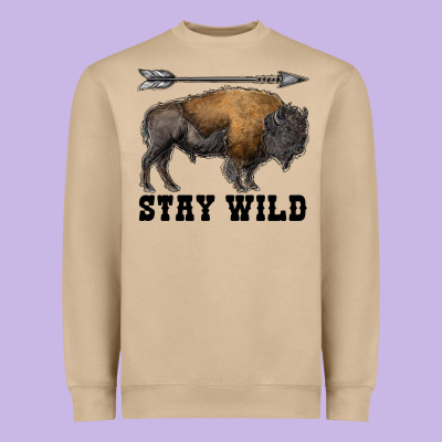 Stay Wild Bison Heavyweight Sweatshirt Designed By Ranaportraitstore
