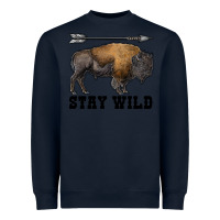 Navy stay wild bison Heavyweight Sweatshirt - RanaPortraitStore