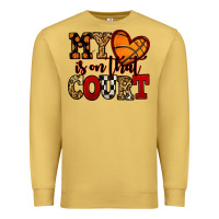 Antique Gold my heart is on that court basketball red and black Premium Sweatshirt - NancyCooperArtShop