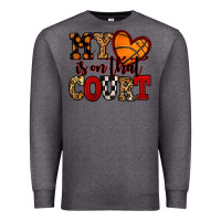 Charcoal Heather my heart is on that court basketball red and black Premium Sweatshirt - NancyCooperArtShop