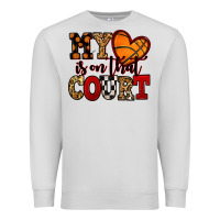 Dove Grey my heart is on that court basketball red and black Premium Sweatshirt - NancyCooperArtShop