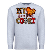Heather Grey my heart is on that court basketball red and black Premium Sweatshirt - NancyCooperArtShop