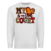 Oatmeal Heather my heart is on that court basketball red and black Premium Sweatshirt - NancyCooperArtShop