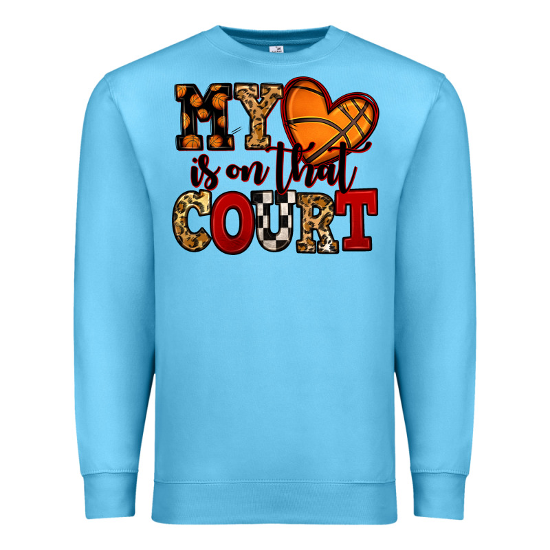 My Heart Is On That Court Basketball Red And Black Premium Sweatshirt by NancyCooperArtShop | Teevron